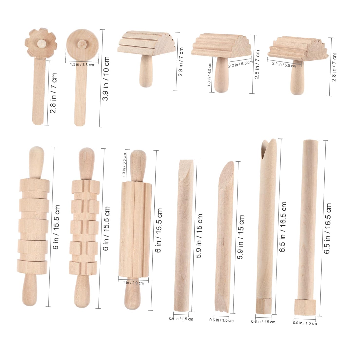 Garneck 12Pcs Wooden Clay Tools Set for Kids: Dough Rolling Modeling Accessories Pottery Sculpting Kit Modeling Accessories for Early Education Art Craft Activity Home School