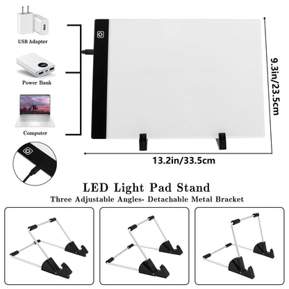 Ratukall 183PCS A4 Diamond Painting Light Pad Kit, Light Board for Diamond Painting Accessories, Tracing Light Box with 5D Painting Tools Set for Full Drill & Partial Drill Art