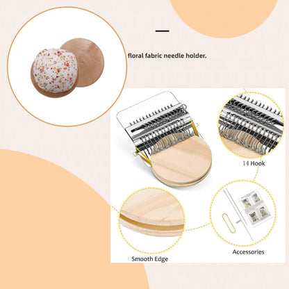 Knit kit Patch Loom, Mushroom Knit Kit Patch with 14 Hooks 16 PCS Large Eye Needles 100 Color Threads for Handcraft DIY Weaving Repair Tool Darning Kit for Beginners Mending Jeans Socks