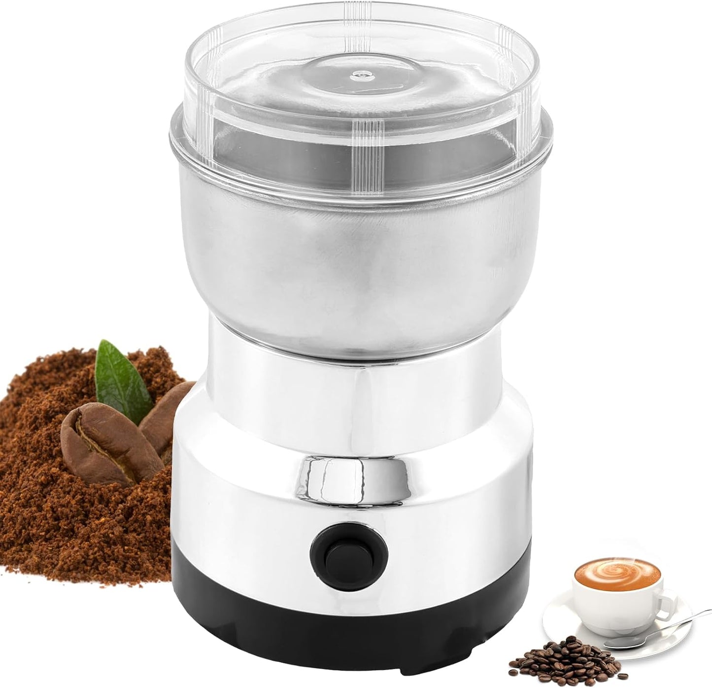 Electric Coffee Grinder, Mini Spice Grinder with 4 Stainless Steel Blades, 300ml Portable Mill Grinder for Home Kitchen