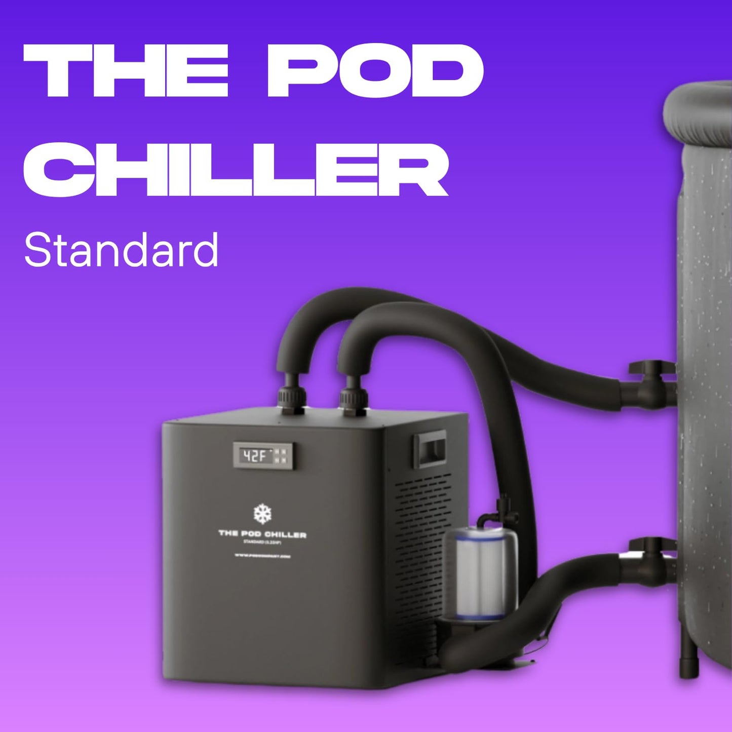 The Pod Company Standard Water Chiller – 1/3 HP – 41°F Cold Plunge Cooling System – Compact, Energy-Efficient, and Ideal for Daily Home Use – Compatible with Ice Pod Pro & Long Pod