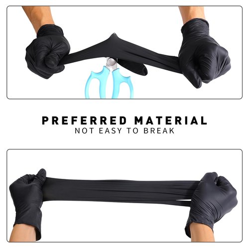 LW Concept Disposable Nitrile Gloves, Chemical Resistant, Powder-Free, Latex-Free, Non-Sterile, Food Safe, 5 Mil, Black, 1000-Count (Medium)