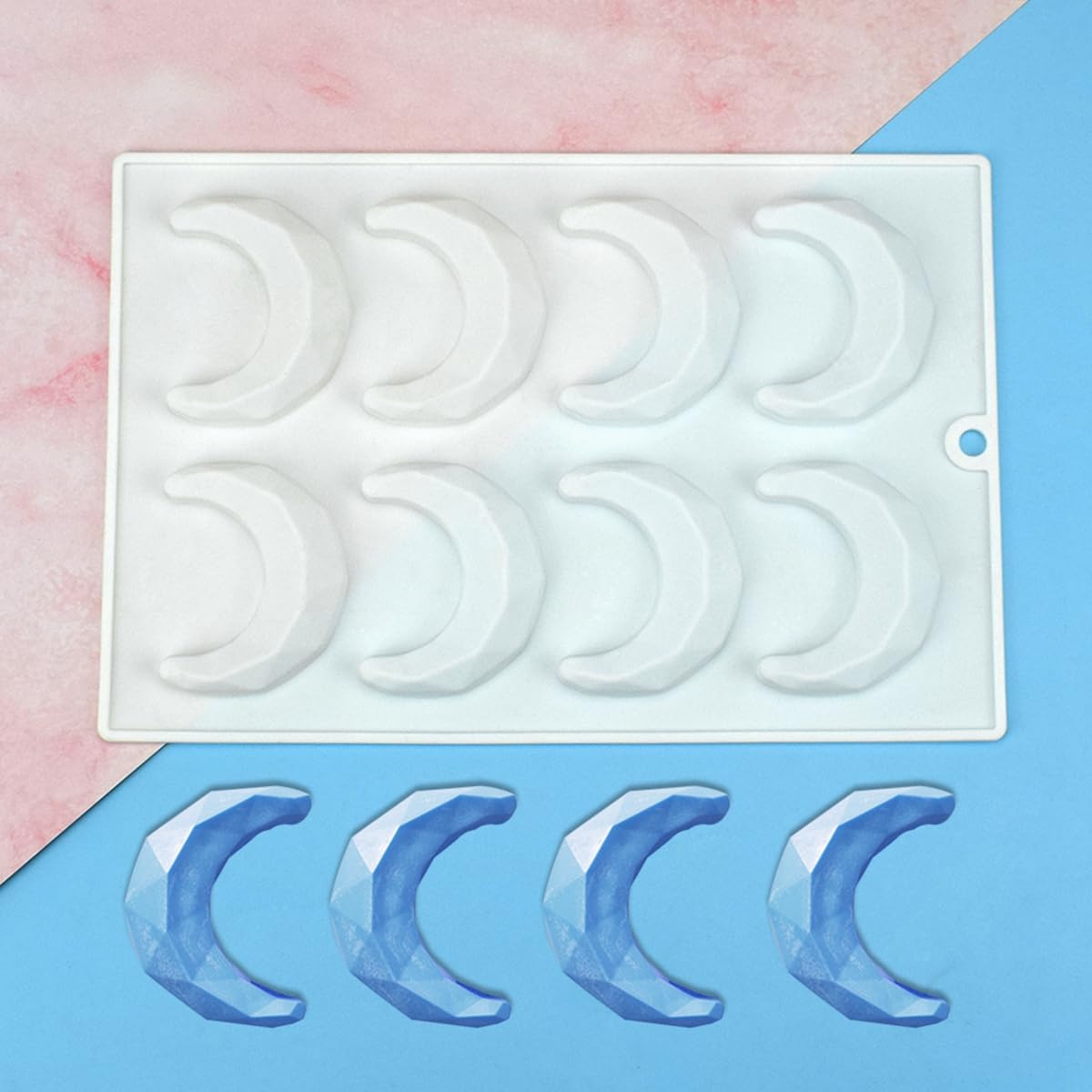 mostsom Chocolate 3D Diamond Moon Design Silicone Cake Mold Soap Moulds DIY Car Pendant Gypsum Plaster Heart Mold Handmade Candle Mold (Moon G_10.2X6.8X0.6 inch)