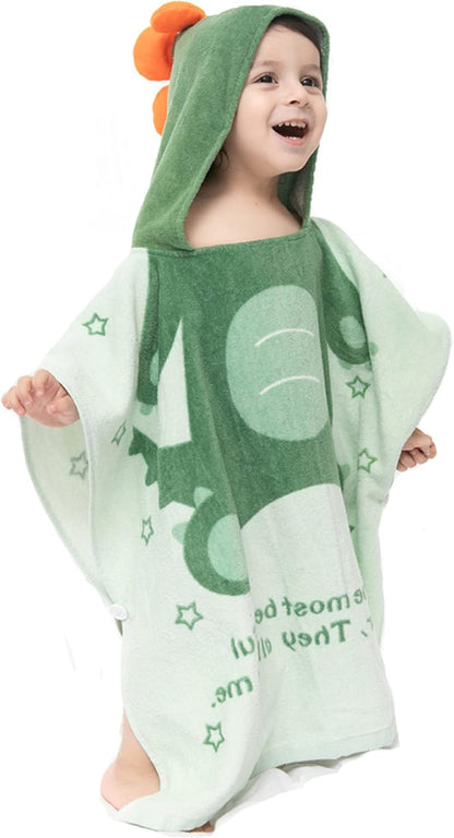 5-9 Years/Height:43.3"-51.2") TONWHAR Kids Bath/Pool/Beach Hooded Poncho Towel-Cartoon Animal Pattern Cotton Beach