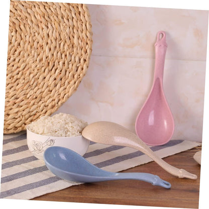 4pcs Wheat Straw Soup Spoon Set, Japanese Ramen Chinese Spoons, Unbreakable Kitchen Cutlery for Soup and Porridge