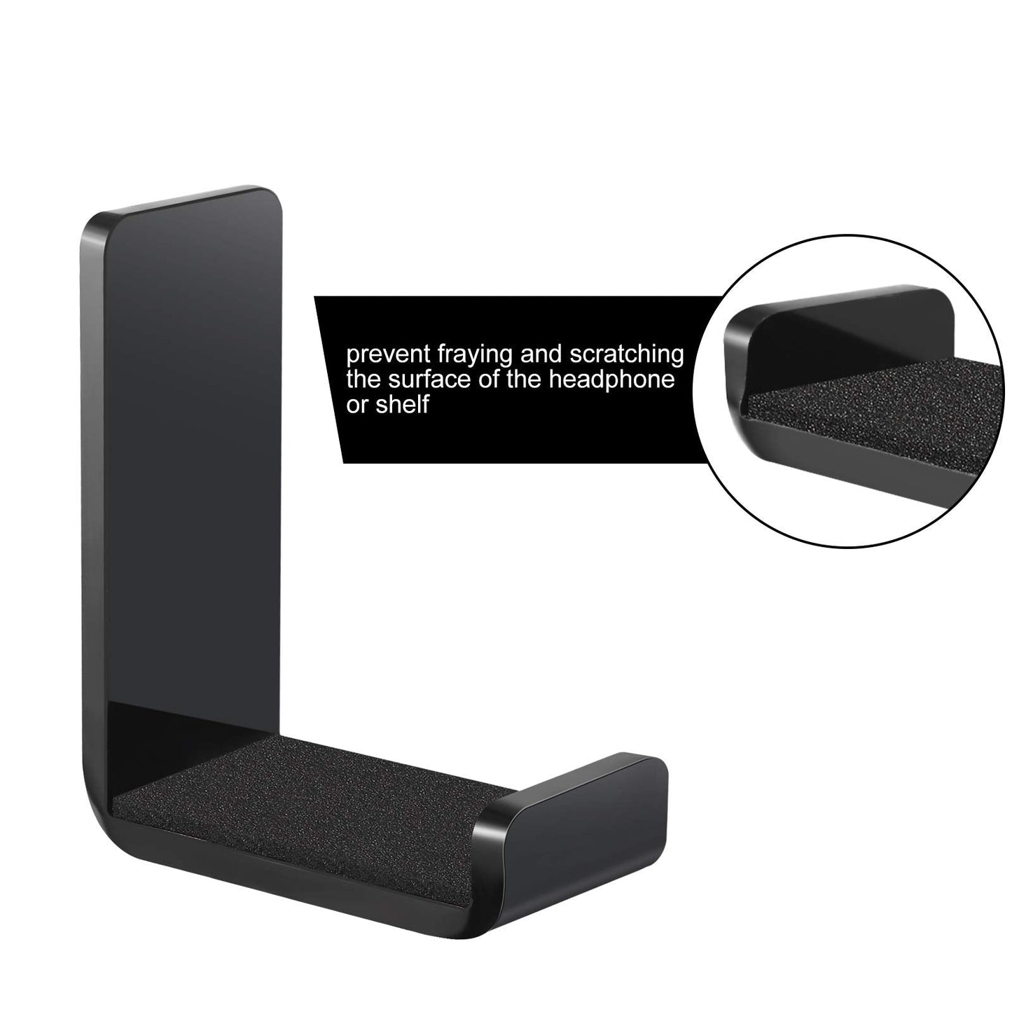 Weewooday 4 Pieces Headphone Hanger Holder Desk Adhesive Headphone Hook Wall Mount Headset Stand Acrylic Holder with Glues for General Purpose Game Earphone(Black)