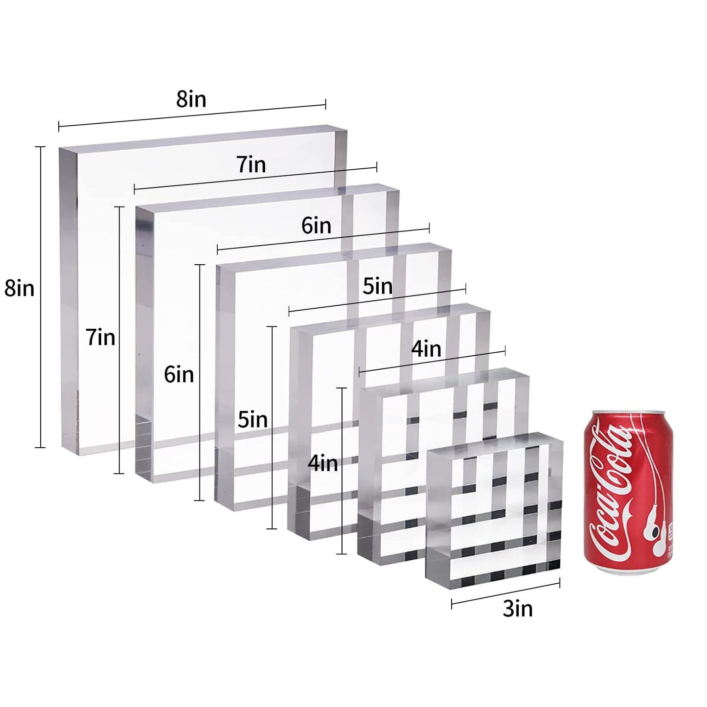 CiaoHER 1in Thickness 7in Square Acrylic Cube Display Block Clear Polished Pedestal Stand Riser Solid Base 7" x 7" x 1", 1 Pack