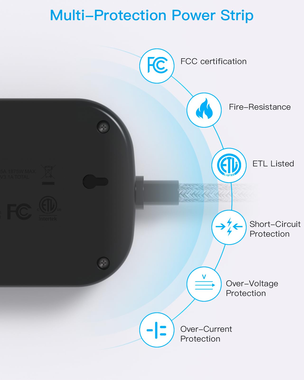 Cruise Essentials 2025,One Beat Travel Power Strip with USB C,Flat Plug Extension Cord with 3 Outlets 4 USB Ports(2 USB C),5 ft Desk Wall Outlet Extender,Non Surge Protector for Cruise,Dorm Room,ETL