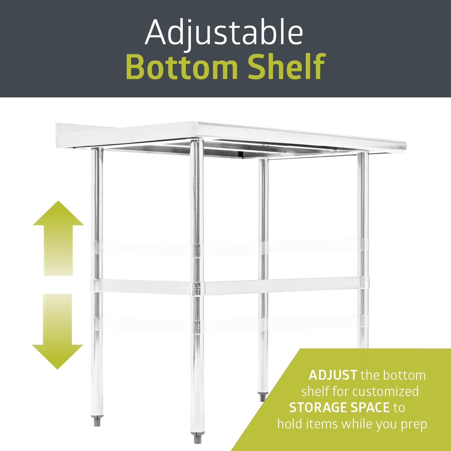 Pearington NSF Certified Stainless Steel Kitchen Prep and Work Table, Commercial Work Table for Restaurant and Home, 72" x 30", Stainless Steel