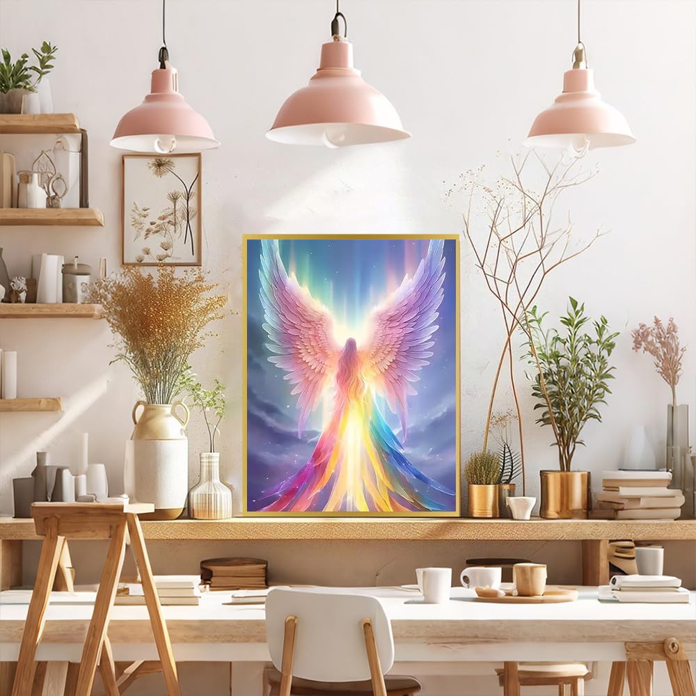 WEMEON Square Drill Diamond Painting Angel- 5D Full Square Diamond Art Kits for Adults with Tools, Stunning No-Gap Design, Easy to Apply and Frame, Home Wall Decor, Gift Idea(12X16 Inch)