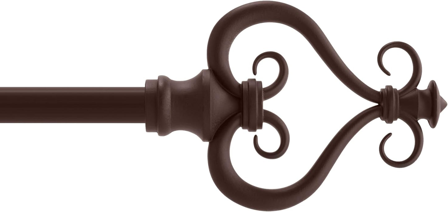 Kenney KN65407 Serena Large Decorative Window Curtain Rod, 48-84" Adjustable Length, Chocolate Finish, 5/8" Diameter