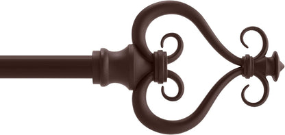 Kenney KN65407 Serena Large Decorative Window Curtain Rod, 48-84" Adjustable Length, Chocolate Finish, 5/8" Diameter