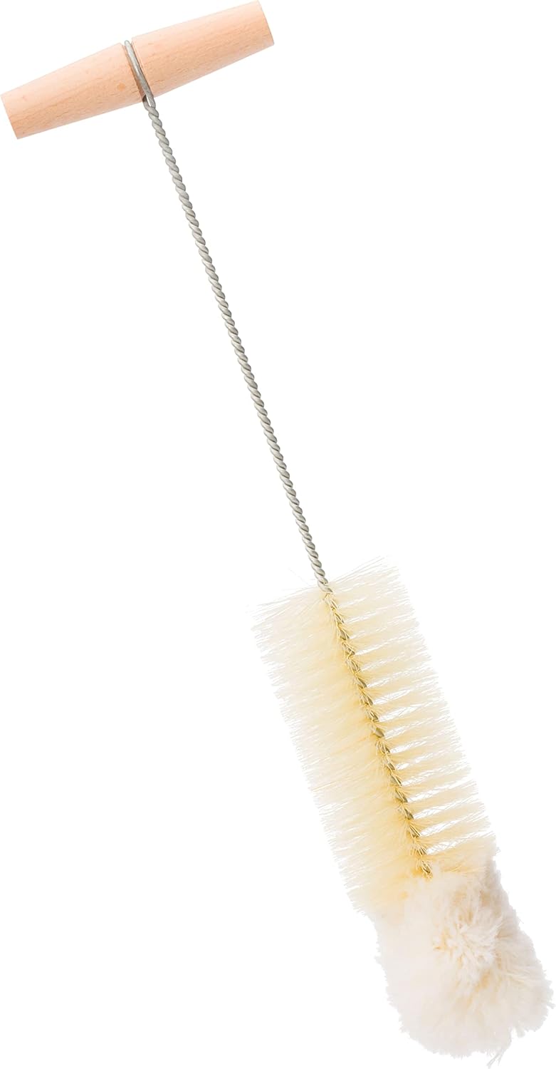 14 Inches Redecker Bottle Brush with Beechwood Grip, for Soda Bottles/Jars/Specialty Glassware, Tampico Fiber and Wool