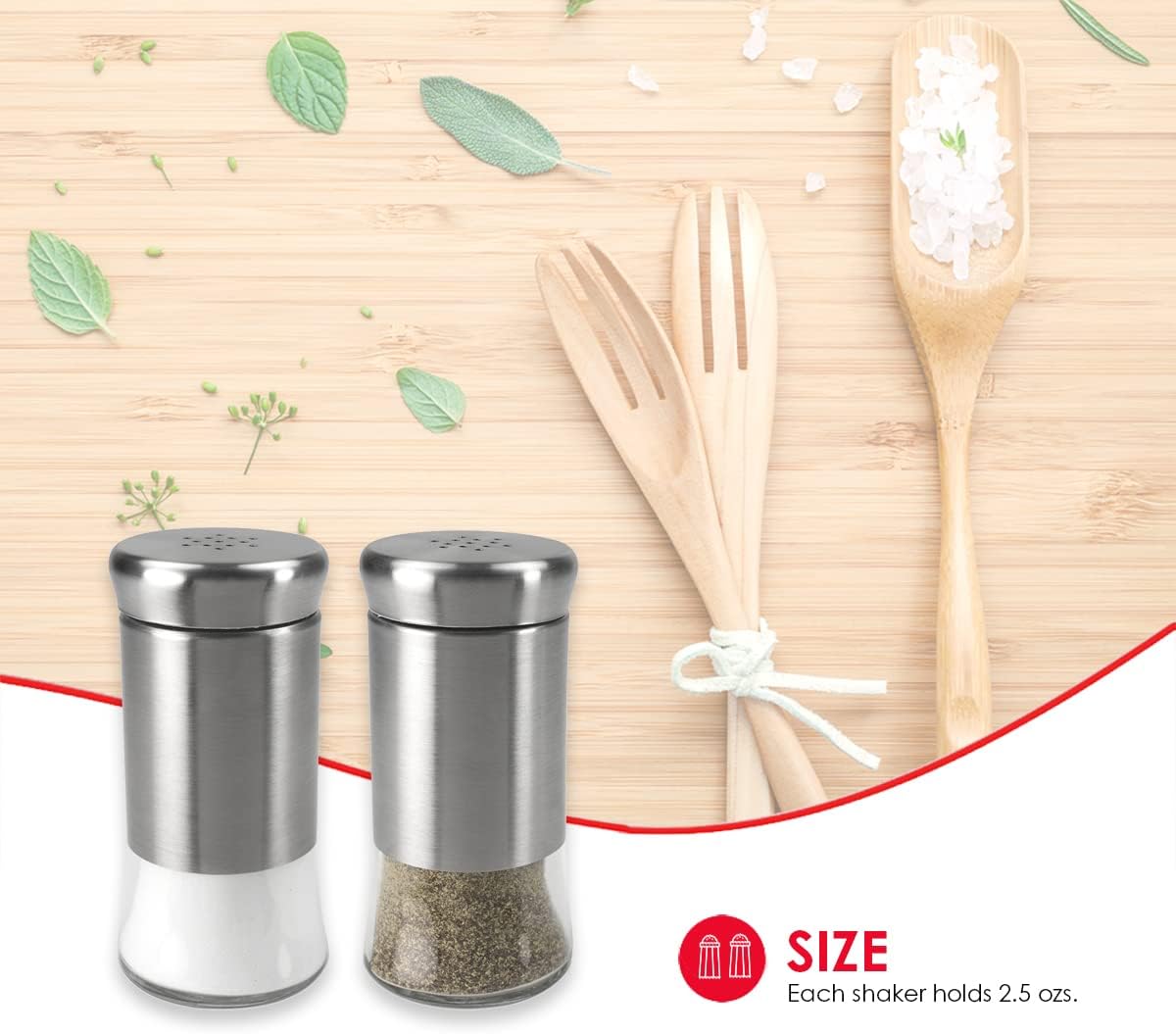 Home Basics 2 Piece Essence Salt & Pepper Shaker, Multicolored, Silver
