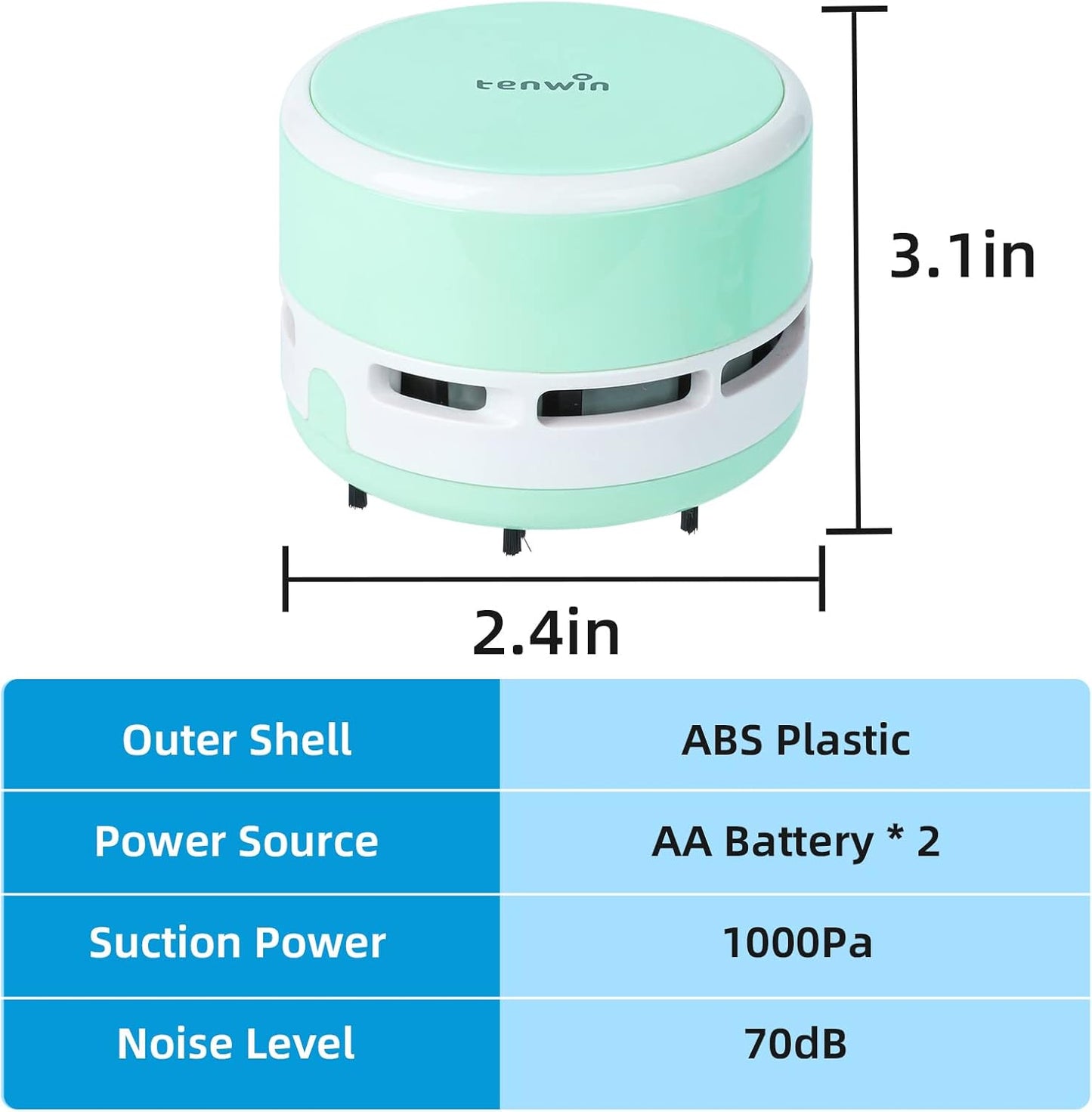 Mini Cordless Vacuum Cleaner, Portable Desktop Handheld Dust Sweeper, Strong Suction for Home/Office/School/Car