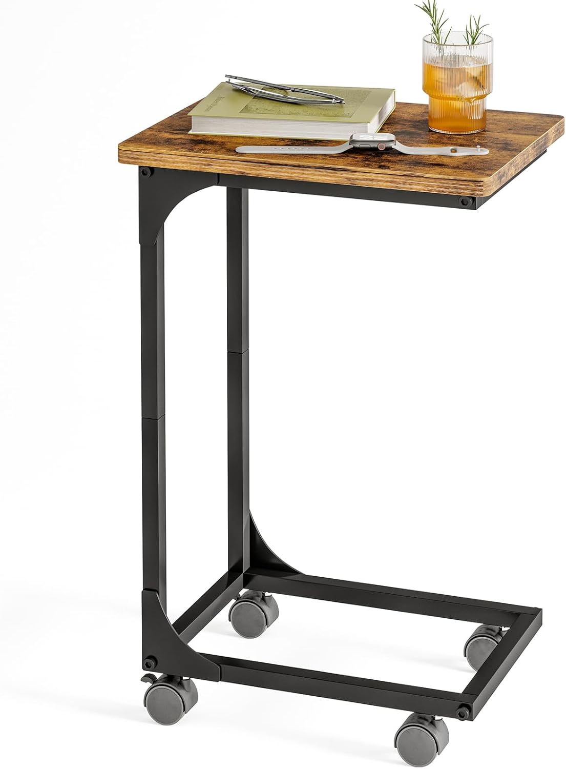 Fixwal TV Tray, C Table, C Shaped Side Table with Wheels for Couch, Coffee Tables for Living Room Sofa End Table