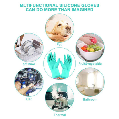 Dishwashing Rubber Gloves 3 Pairs, Aixingyun Non-Slip Household Laundry Kitchen Cleaning Gloves, Reusable PU Waterproof Latex Gloves Gift for Mom (Large, 3 Pairs)