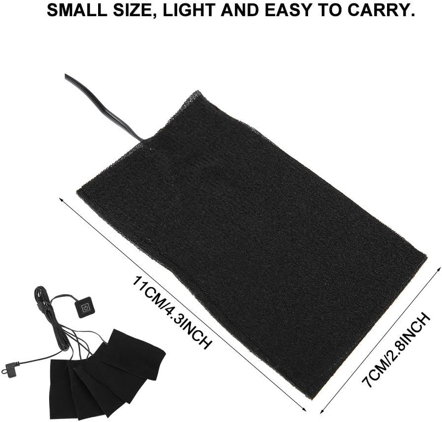 USB Electric Heated Pad, Five Heater Pads, Carbon Fiber Heated Sheet, Temperature Warmer Tool