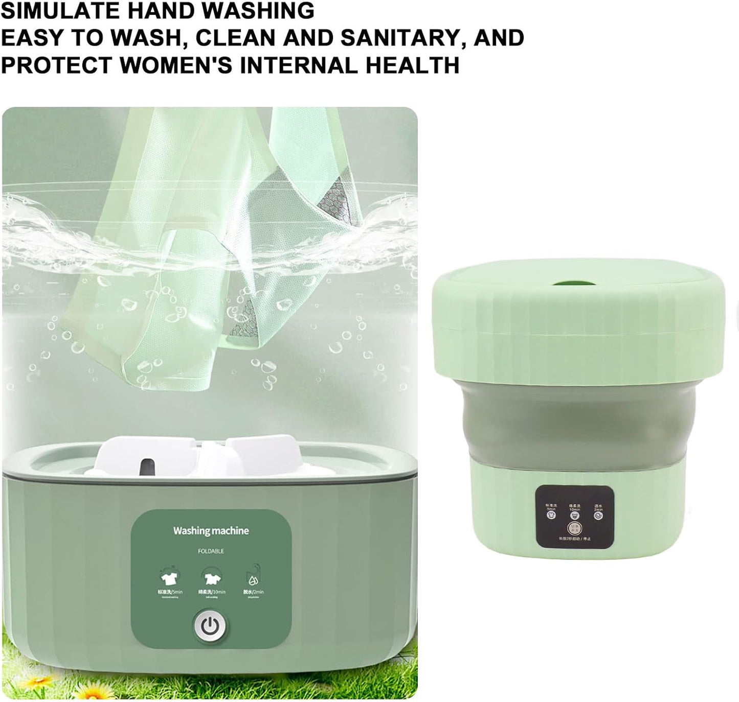 Portable Washing Machine - Foldable Mini Washer with Spin Dryer for Underwear, Baby Clothes, Small Items, Travel