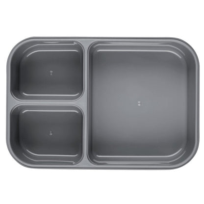 LocknLock LOCK & LOCK On the Go Meals Three Compartment Divided Lunch Box Container with Sauce Cup for School or Work, 50.7-Ounce, Gray