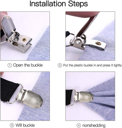 Adjustable Bed Sheet Clips, Heavy Duty Sheet Fasteners Holder Straps for Mattress, Sofa, Couch, Recliner