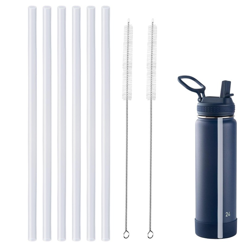 Water Bottle Straw Replacement Compatible with Takeya 24oz, Food Grade and BPA Free Plastic,6 Straws and 2 Brushes Compatible with Takeya