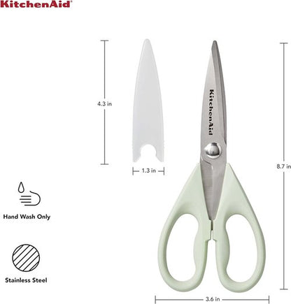 KitchenAid Kitchen Shears - Durable Stainless Steel Scissors with Soft Grip Handle | 8.72 Inch, Pistachio (Pack of 2)