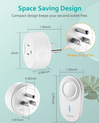 [2 Pack] HAPYTHDA Wireless Remote Control Outlet Plug, No Wiring Needed Remote Light Switches Kit, 500 Feet RF Range 15A/1500W Electrical Remote Outlet for Light, Small Electrical Appliance, Black