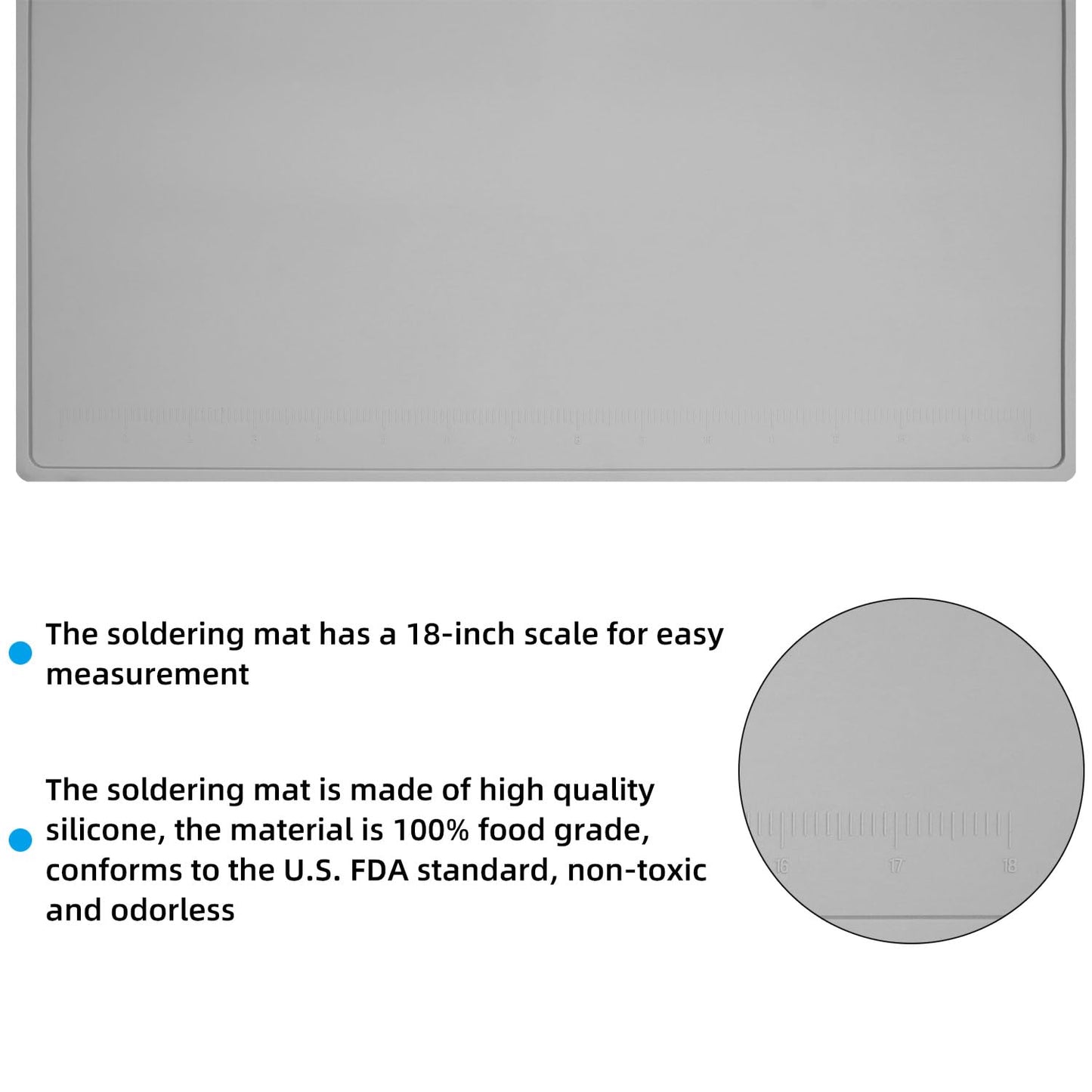 VOTCT Soldering Mat Large Grey Silicone Electronics Repair Work Mat Heat Resistant 932℉ Solder Mat for Soldering Station Laptop Watch Cellphone Computer,Size 20 * 13.5 in