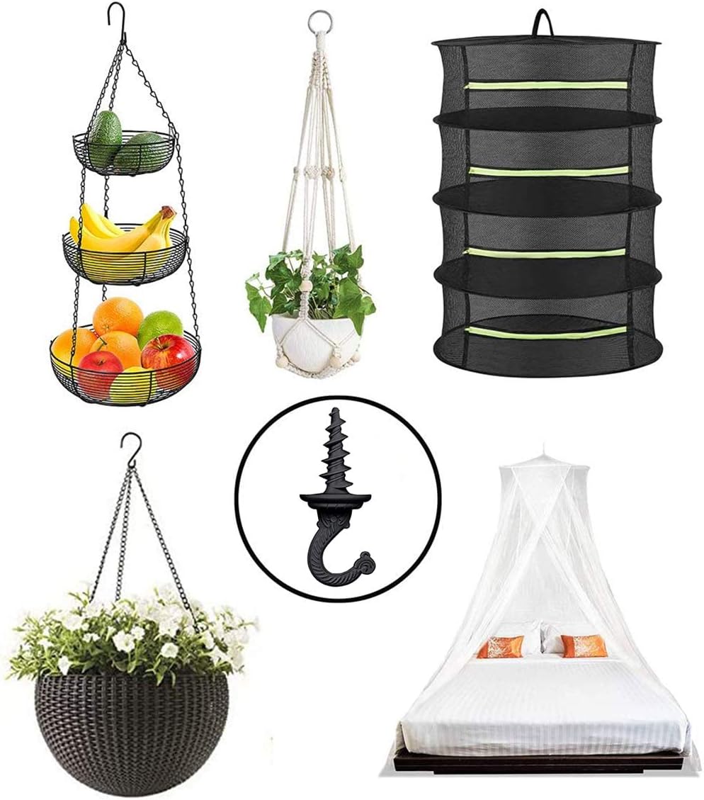 OBSTKUCHEN 6 Pack, Heavy Duty Ceiling & Wall Mount Hangers, Swag Style Drill-in Hooks for Hanging Plants, Chandeliers