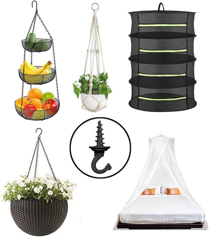 OBSTKUCHEN 6 Pack, Heavy Duty Ceiling & Wall Mount Hangers, Swag Style Drill-in Hooks for Hanging Plants, Chandeliers