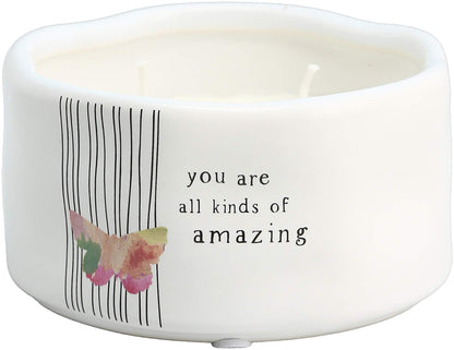 You are All Kinds of Amazing - Double Wick Butterfly Candle in Ceramic with 100% Soy Wax & Cotton Wicks - Tranquility Scent