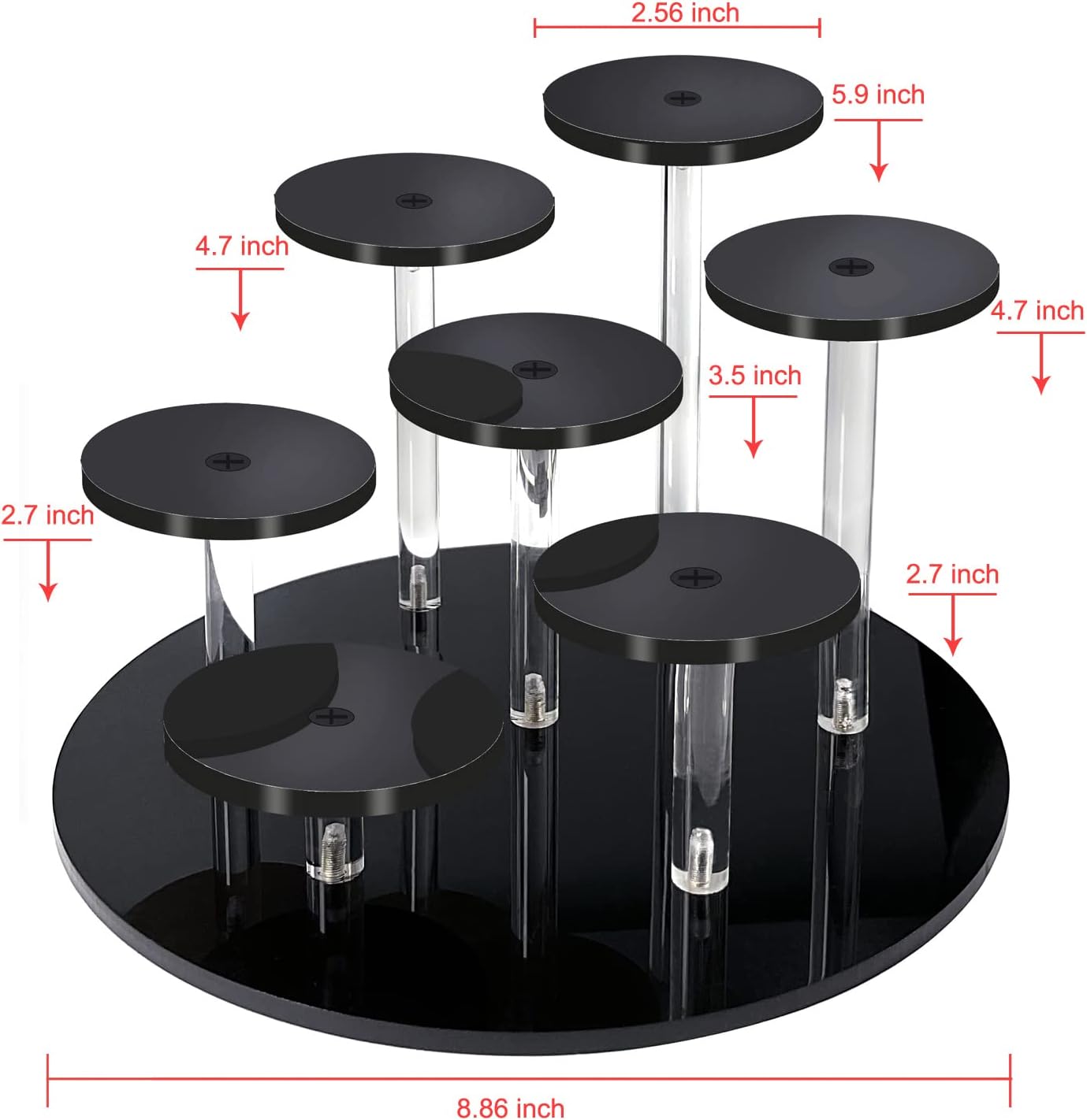 Eco Moda 7-Tier Acrylic Display Stand - Black Action Figure Stand - Multilevel Acrylic Risers for Display - Collection
