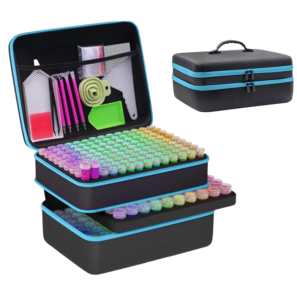 GZWENHAN 246 Slots Diamond Painting Storage Container, Diamond Painting Accessory kit, Diamond Art Accessories and Jewelry Craftsmanship Beads Storage Box, (Blue)