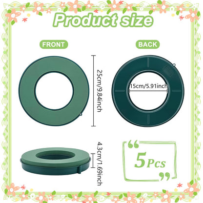 INTERWARM 5Pcs Flower Foam Rings, 9.84Inch Foam Mud Block Ring Artificial Floral Arrangement Mud Ring Wet Florist Wedding Car Decor for Valentine's Day Wedding Birthdays Home Table Centerpiece