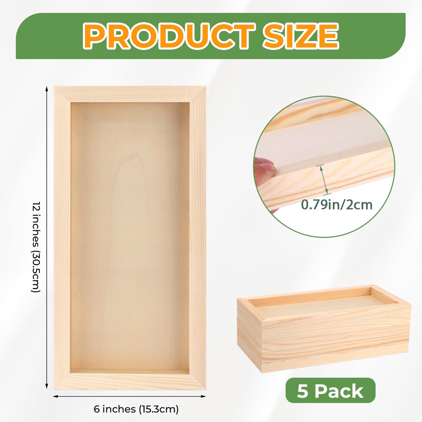 FSWCCK 5 Pack 6 x 12 inch Wood Panel Boards, Unfinished Wood Canvas Panels for Crafts, Painting Canvas, DIY Art Projects, Pouring, Arts Use with Oils, Acrylics