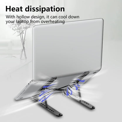 Tonmom Laptop Stand for Desk, Adjustable Laptop Riser ABS+Silicone Foldable Portable Notebook Holder, Ventilated Cooling Notebook Mount Computer Stand for 10-15.6” Laptops,Tablets-Black
