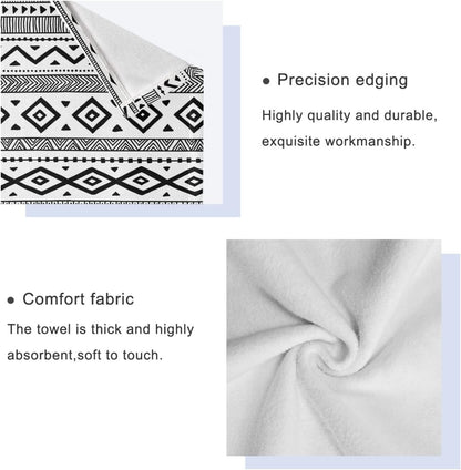 HATESAH Set Set 3 Piece,1 Towel,1 Towel,1 Bath Towels Soft Highly Absorbent Black White Native American Tribal Aztec