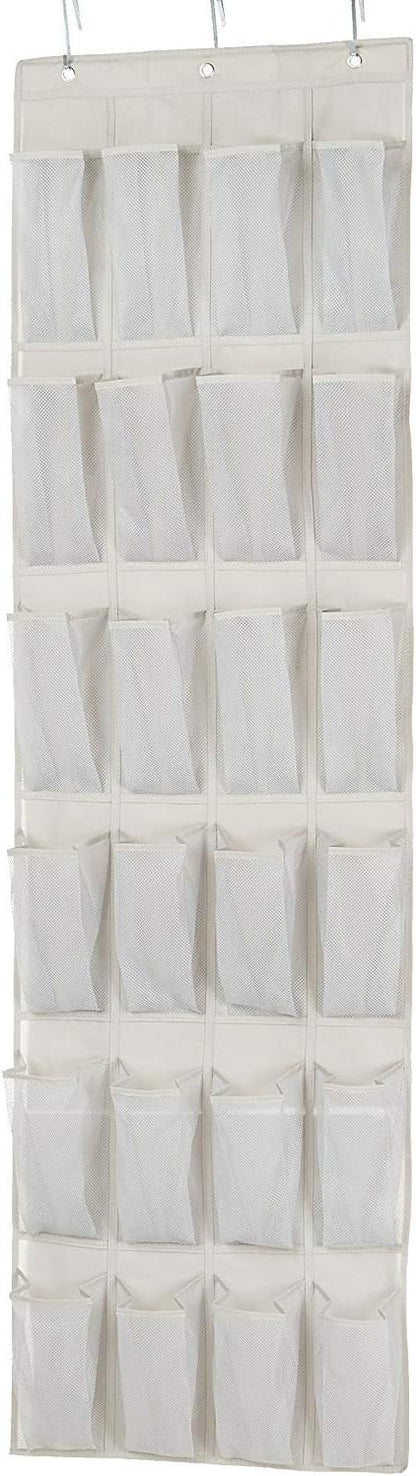 24 24 Amazon Basics Medium Mesh Pocket Over-the-Door Hanging Shoe Organizer, Space Saving Shoe Storage, Light Grey |