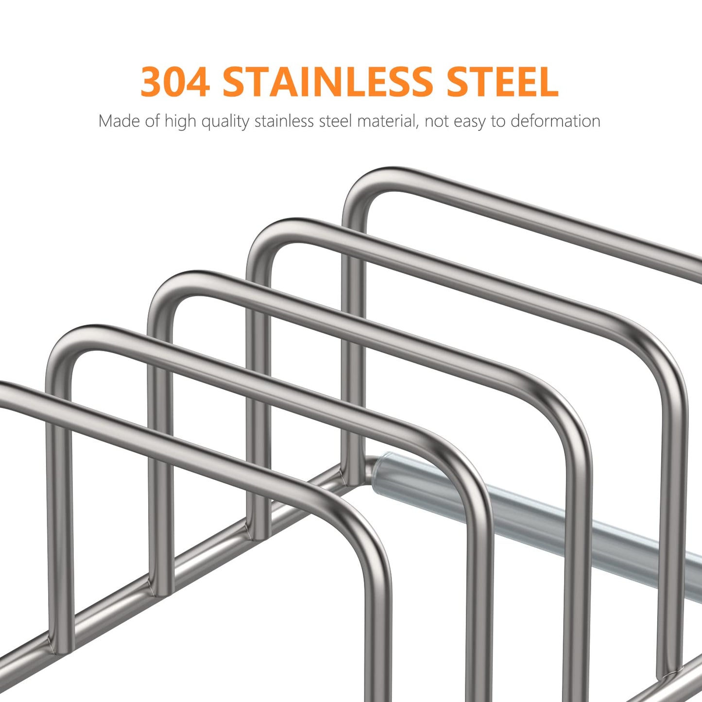 KORRTFID Cutting Board Organizer Stand Holder,304 Stainless Steel Chopping Board Holder,Pot Pan Lid Holder Rack kitchen Shelf Bakeware,Cookie Sheets Organizer (1.0 Inch Width Slots)