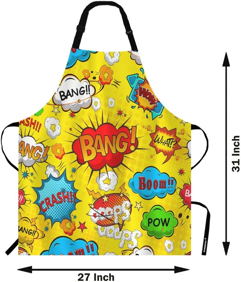 WONDERTIFY Strange Graffiti Apron, Cute Cartoon Bib Apron for Men Women, Adjustable Neck