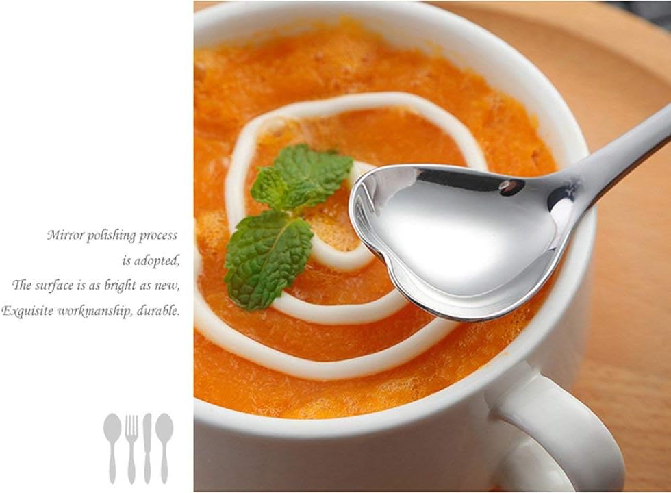 Cute Heart Shape Spoon, Stainless Steel Coffee Spoon, Dessert Tea Appetizer Spoon for Cake Ice Cream