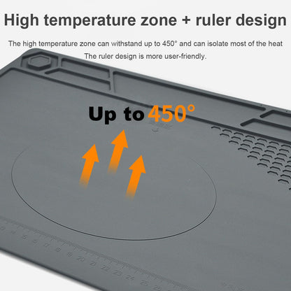 Premium Heat Resistant 932°F Silicone Soldering Mat Magnetic Electronic Repair Work Mat with Antistatic Wrist Band for BGA and Gun Soldering Iron, Workbench, Cell Phone Laptop Repair, 15.7'' *11.4 ''