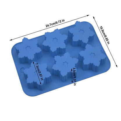 Silicone Snowflake Molds, FineGood 2 Pack Cake Pans Cookie Trays Handmade Soap Making Moulds, Also for Chocolate Pudding Jelly Muffin Cups Kitchen Baking Decoration, 6-Cavity - Blue, Purple
