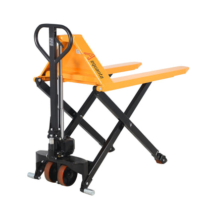 Aequanta Manual Scissor Pallet Jack Truck High Lift Hand Truck (Yellow 48 x 27 Inch)