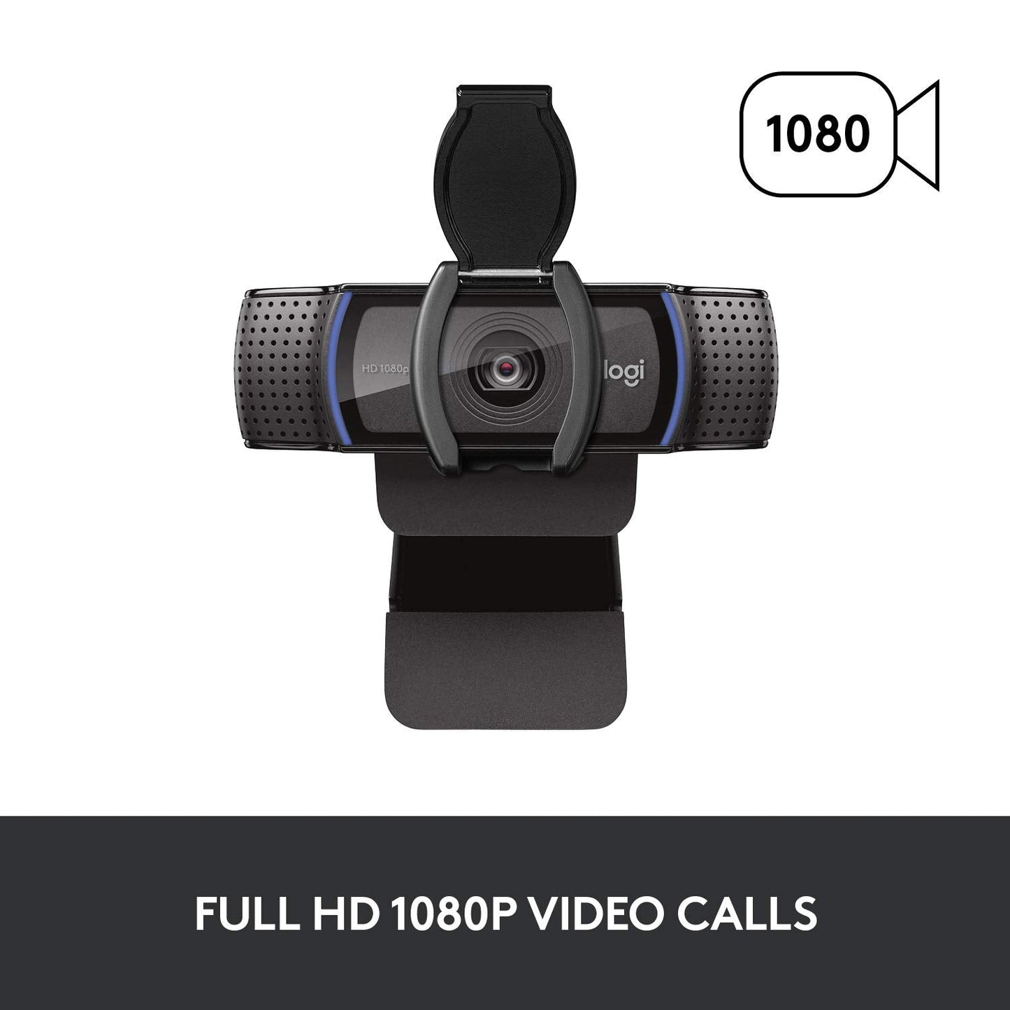 Logitech C920S HD Pro Webcam, Full HD 1080p/30fps Video Calling, Clear Stereo Audio, Light Correction, Privacy Shutter, Works with Skype, Zoom, FaceTime, Hangouts, PC/Mac/Laptop/Tablet/XBox - Black