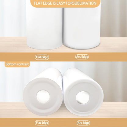 16 Pack Sublimation Tumblers Edge Blanks Skinny Straight Bulk 20 oz, Stainless Steel Double Wall Insulated Tumbler with Straw & Lids for Heat Transfer, White