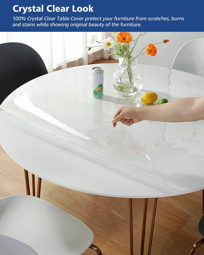 2Pcs 22 Inch PVC Tablecloth Round Clear Plastic Dining Table Protector Cover Waterproof Easy Clean Transparent Desktop