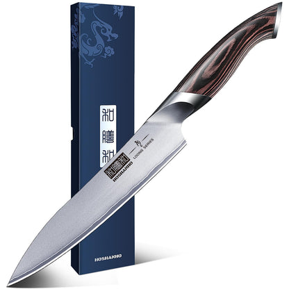 HOSHANHO 6 Inch Kitchen Knife, Ultra Sharp Japanese High Carbon Stainless Steel Chef Knife, Multipurpose Kitchen Utility Knife with Ergonomic Pakkawood Handle