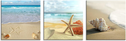 NAN Wind Beach Ocean Canvas Prints, Contemporary Abstract Seascape Pictures on Canvas Wall Art, Stretched and Framed